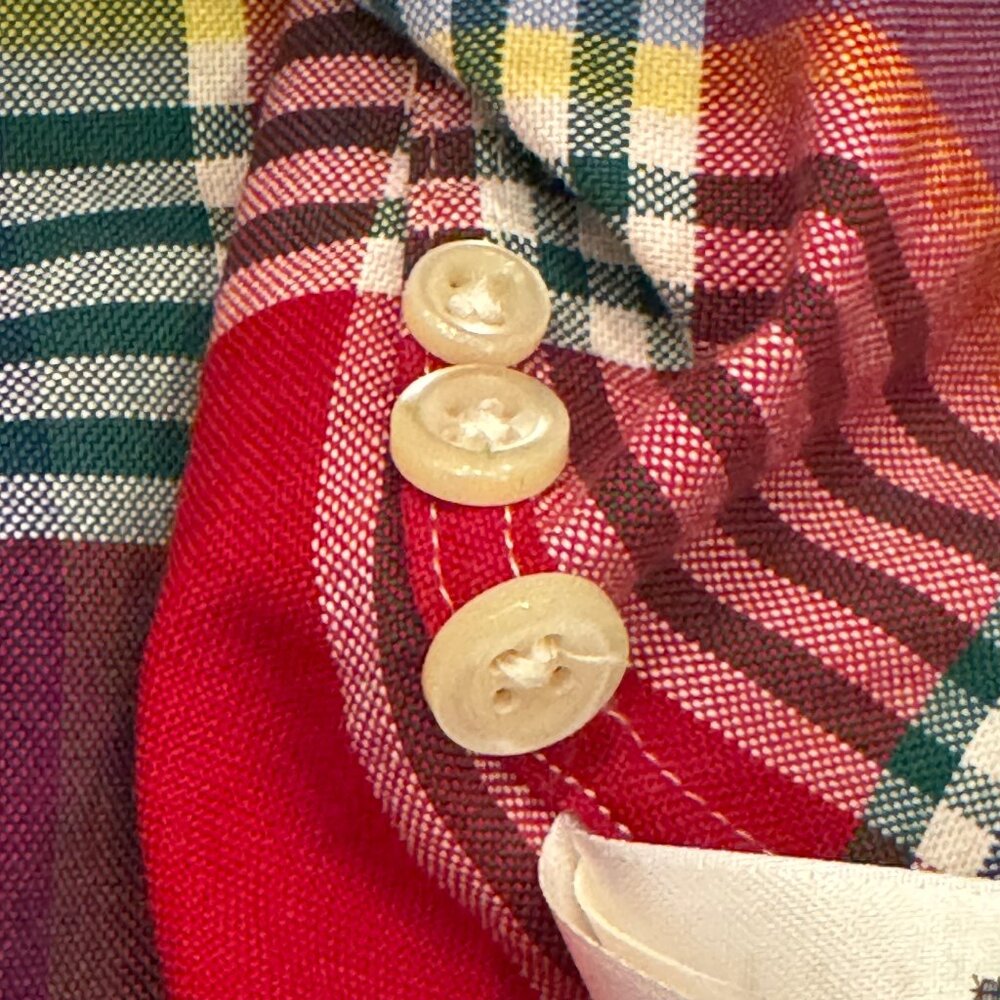 LN RALPH LAUREN Slim Fit Red & Blue Plaid Long Sleeve Button Down Shirt … - Picture 5 of 7